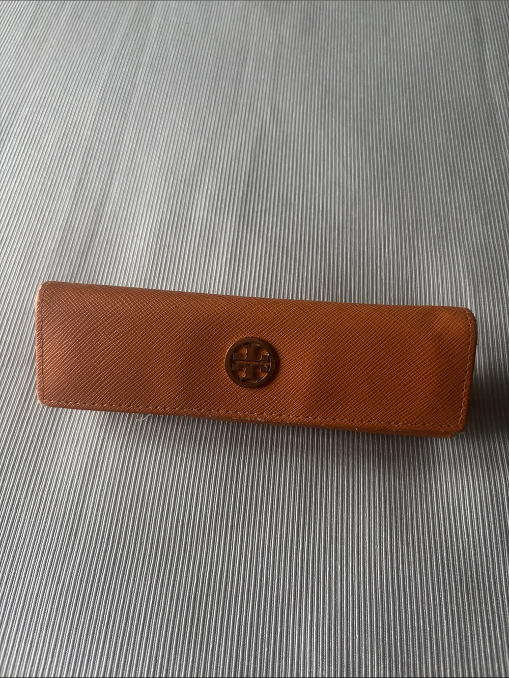 Tory Burch Orange Leather Eyeglass/Sunglass Case with Logo